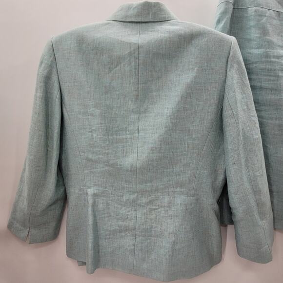 Le Suit Vintage 90s Pastel Linen Ladies Single Breasted Midi‎ Skirt Suit Set - Picture 3 of 16